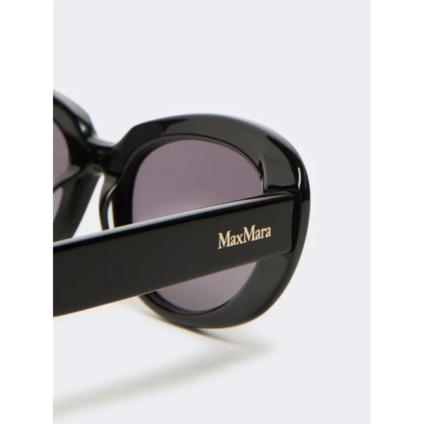 Max Mara Cicogna Oval Sunglasses in Black | Sunglasses | Luxury Shoes 