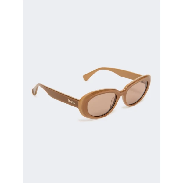 Max Mara Cicogna Oval Sunglasses in Camel | Sunglasses | Luxury Shoes 