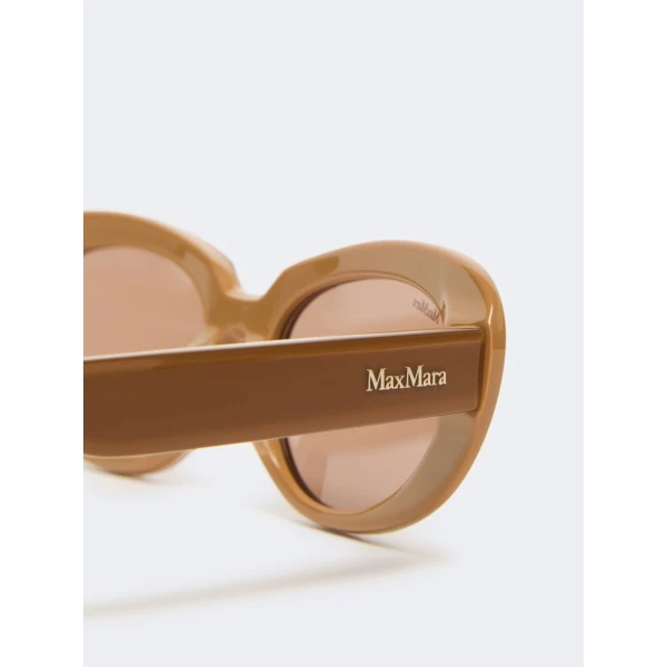 Max Mara Cicogna Oval Sunglasses in Camel | Sunglasses | Luxury Shoes 