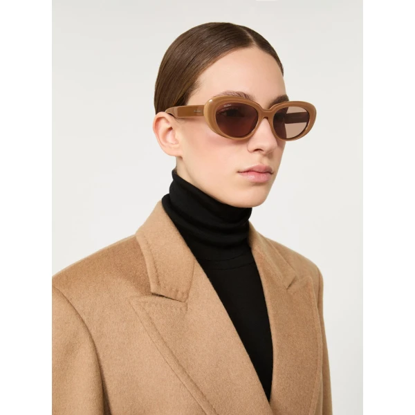 Max Mara Cicogna Oval Sunglasses in Camel | Sunglasses | Luxury Shoes 