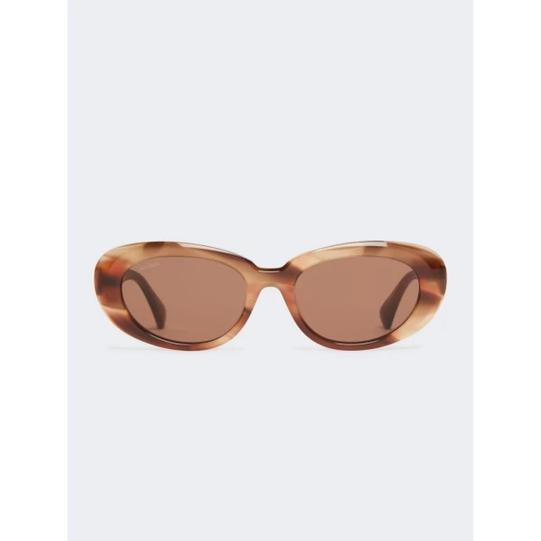 Max Mara Cicogna Oval Sunglasses in Rust | Sunglasses | Luxury Shoes 