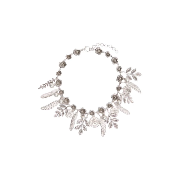 Max Mara Cippo Charm Choker Necklace in Silver | Necklace | Luxury Shoes 