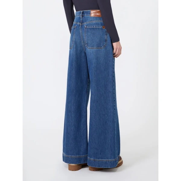 Max Mara Ciro Wide-Leg Cotton Denim Jeans in Navy | Denim | Luxury Shoes 