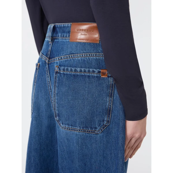 Max Mara Ciro Wide-Leg Cotton Denim Jeans in Navy | Denim | Luxury Shoes 
