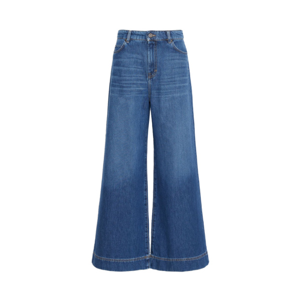 Max Mara Ciro Wide-Leg Cotton Denim Jeans in Navy | Denim | Luxury Shoes 