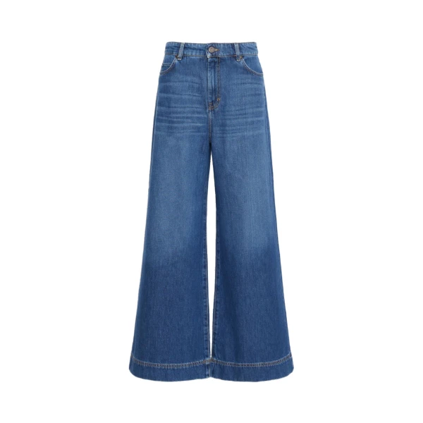 Ciro Wide-Leg Cotton Denim Jeans in Navy