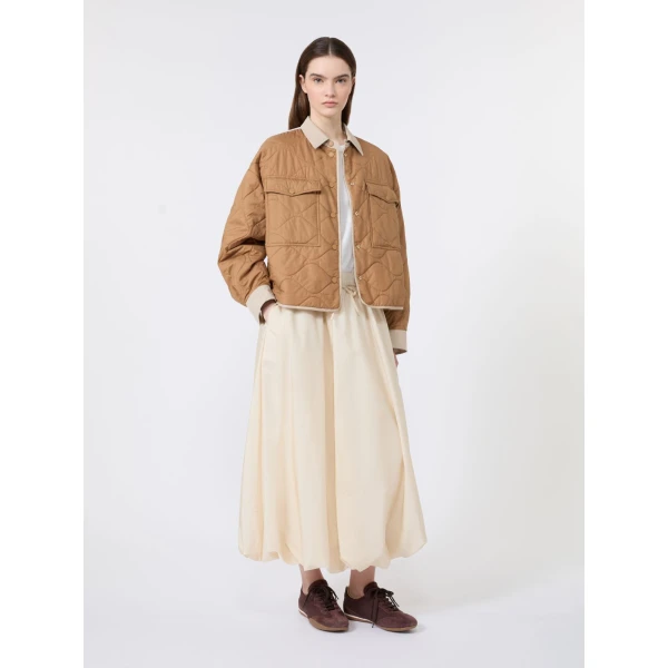 Max Mara Ciurma Long Water-Repellent Canvas Skirt in Ivory | Maxi Skirts | Luxury Shoes 