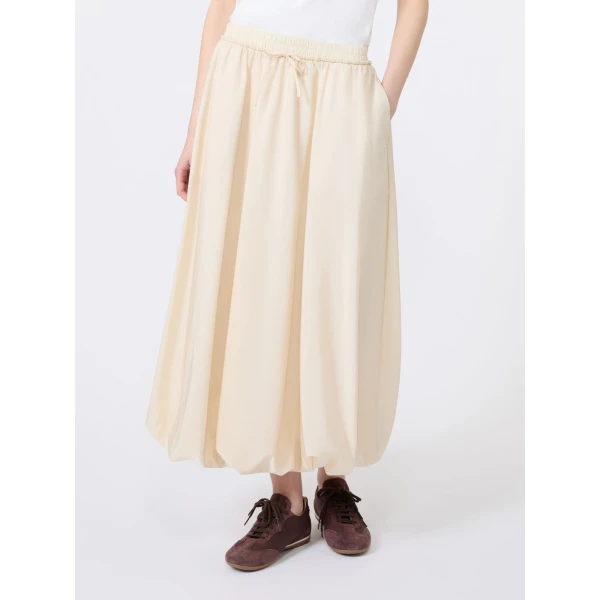Max Mara Ciurma Long Water-Repellent Canvas Skirt in Ivory | Maxi Skirts | Luxury Shoes 