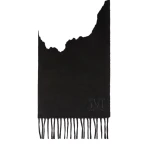 Max Mara Clara Monogram Embroidered Stole in Black | Scarves | Luxury Shoes 