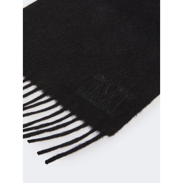 Max Mara Clara Monogram Embroidered Stole in Black | Scarves | Luxury Shoes 