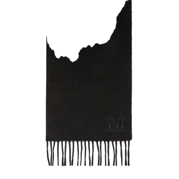 Max Mara Clara Monogram Embroidered Stole in Black | Scarves | Luxury Shoes 