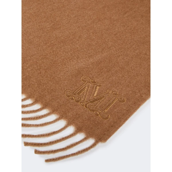 Max Mara Clara Monogram Embroidered Stole in Camel | Scarves | Luxury Shoes 