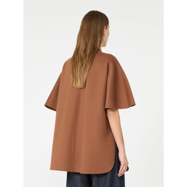 Max Mara Classe Pure Wool Drawstring Cape in Dark Brown | Coats | Luxury Shoes 