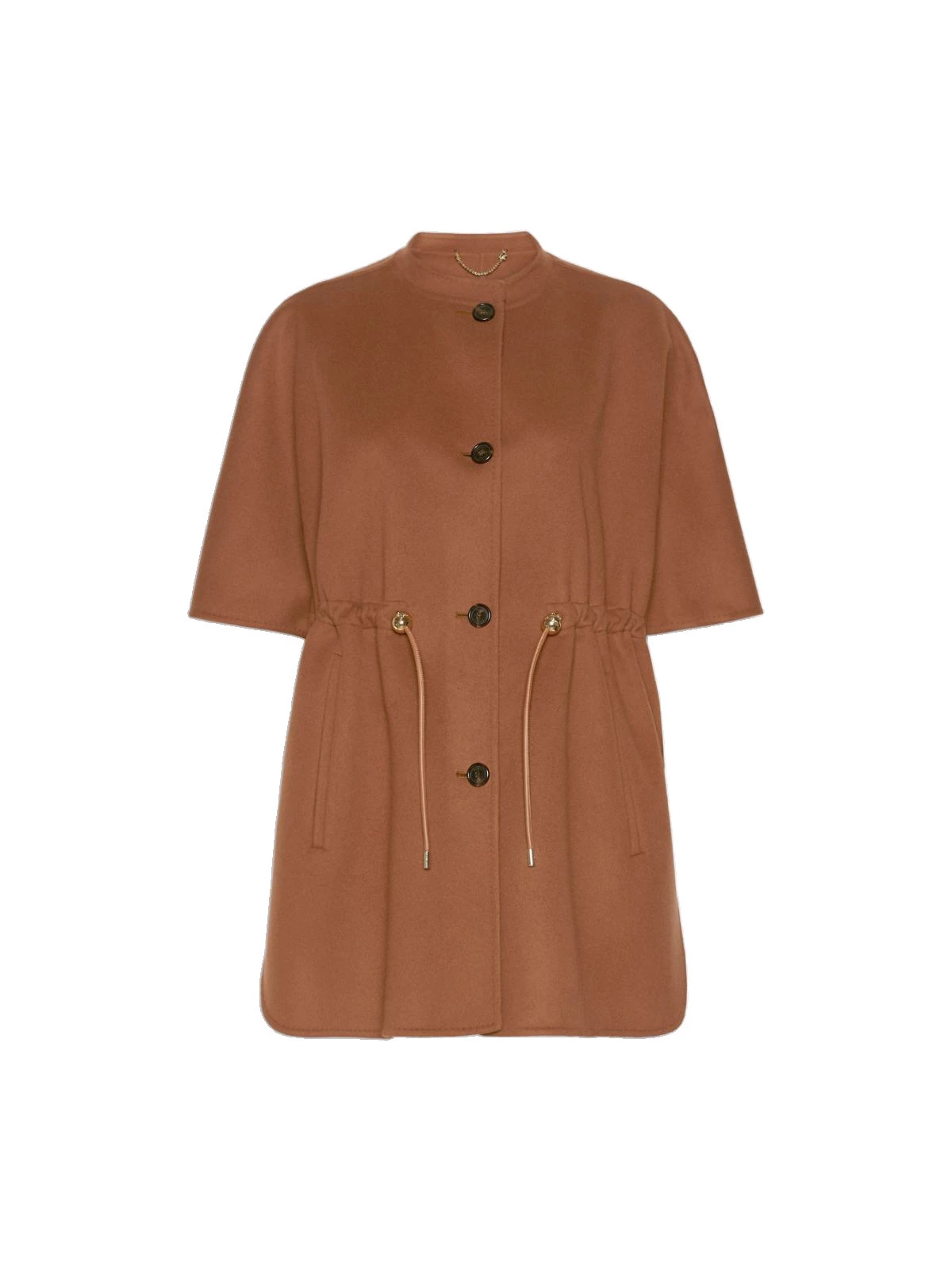 Max Mara Classe Pure Wool Drawstring Cape in Dark Brown Max Mara Classe Pure Wool Drawstring Cape in Dark Brown | Coats | Luxury Shoes