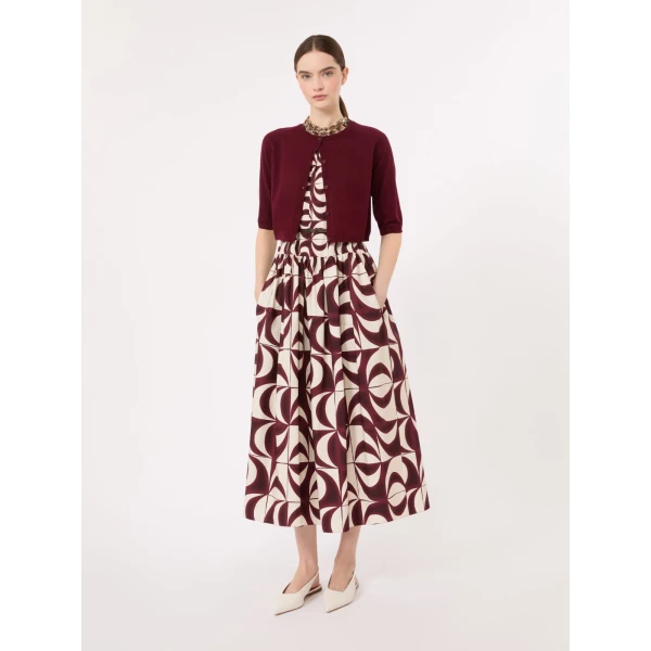 Max Mara Classi Cotton, Silk and Cashmere Shrug in Dark Red | Sweaters | Luxury Shoes 