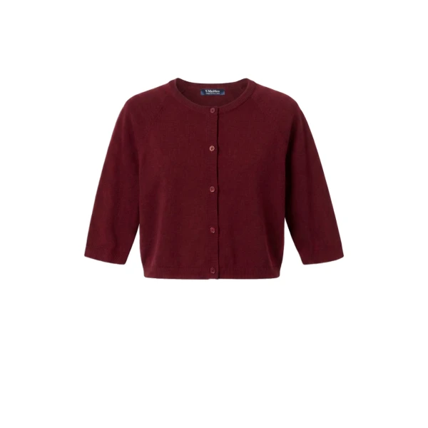 Classi Cotton, Silk and Cashmere Shrug in Dark Red