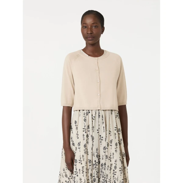 Max Mara Classi Cotton, Silk and Cashmere Shrug in Natural | Sweaters | Luxury Shoes 