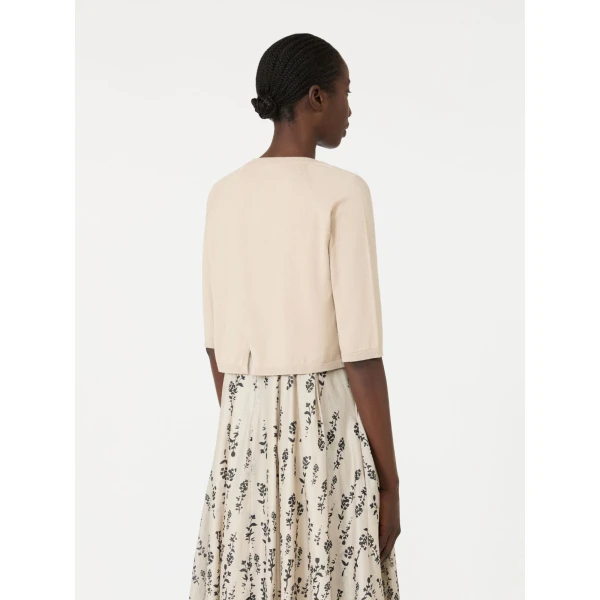 Max Mara Classi Cotton, Silk and Cashmere Shrug in Natural | Sweaters | Luxury Shoes 
