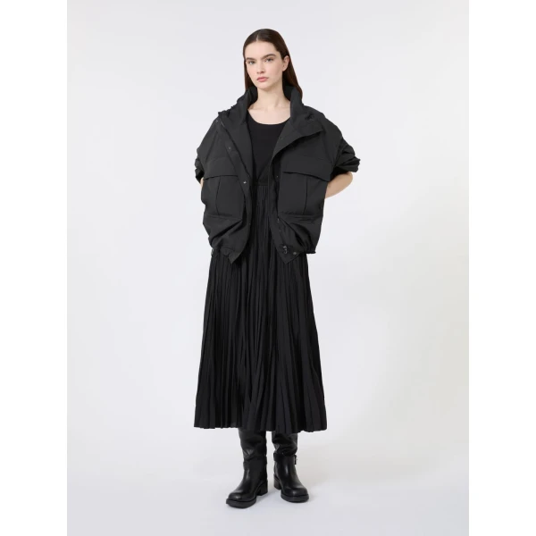 Max Mara Classi Jersey Dress with Plisse Skirt in Black | Maxi Dresses | Luxury Shoes 