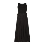 Max Mara Classi Jersey Dress with Plisse Skirt in Black | Maxi Dresses | Luxury Shoes 