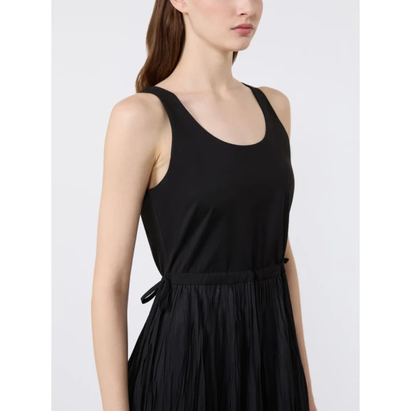 Max Mara Classi Jersey Dress with Plisse Skirt in Black | Maxi Dresses | Luxury Shoes 