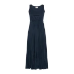 Max Mara Classi Jersey Dress with Plisse Skirt in Navy | Maxi Dresses | Luxury Shoes 