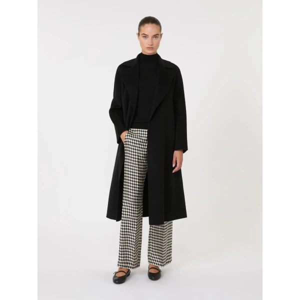 Max Mara Cles Wool, Cashmere and Silk Wrap Coat in Black | Wool Coat | Luxury Shoes 