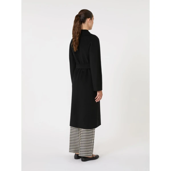 Max Mara Cles Wool, Cashmere and Silk Wrap Coat in Black | Wool Coat | Luxury Shoes 