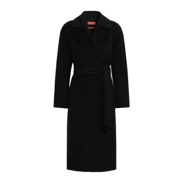 Max Mara Cles Wool, Cashmere and Silk Wrap Coat in Black | Wool Coat | Luxury Shoes 
