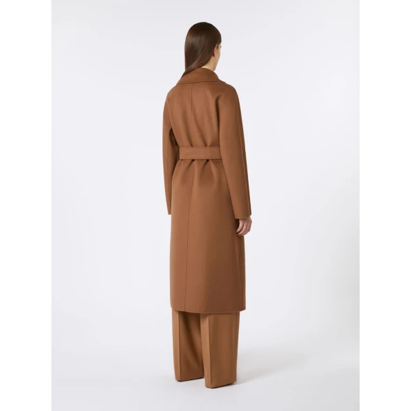 Max Mara Cles Wool, Cashmere and Silk Wrap Coat in Camel | Wool Coat | Luxury Shoes 