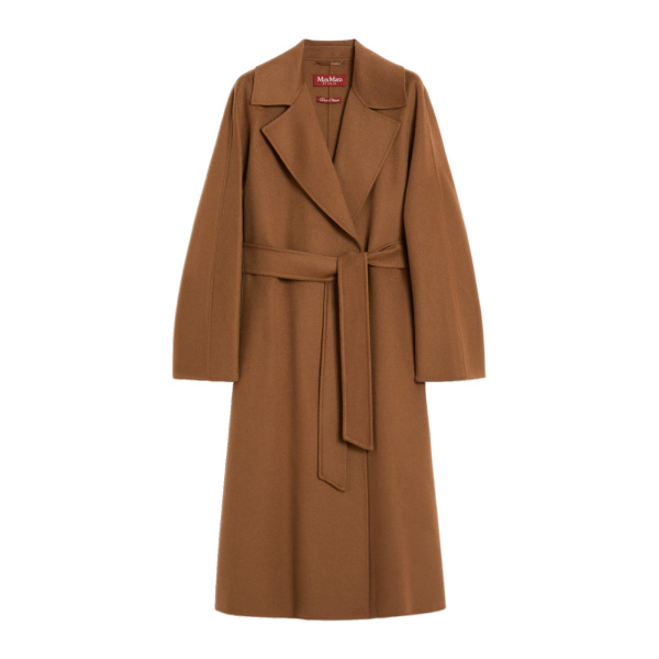 Max Mara Cles Wool, Cashmere and Silk Wrap Coat in Camel | Wool Coat | Luxury Shoes 