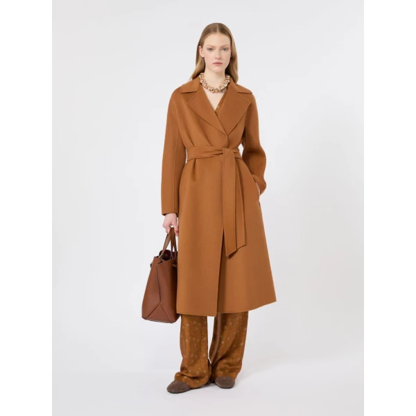 Max Mara Cles Wool, Cashmere and Silk Wrap Coat in Caramel | Wool Coat | Luxury Shoes 