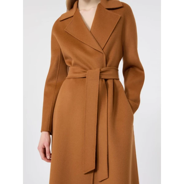 Max Mara Cles Wool, Cashmere and Silk Wrap Coat in Caramel | Wool Coat | Luxury Shoes 