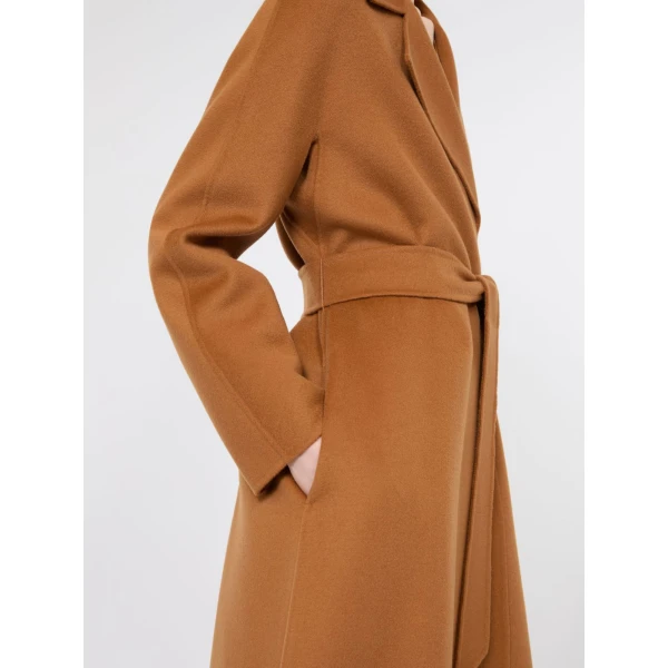 Max Mara Cles Wool, Cashmere and Silk Wrap Coat in Caramel | Wool Coat | Luxury Shoes 