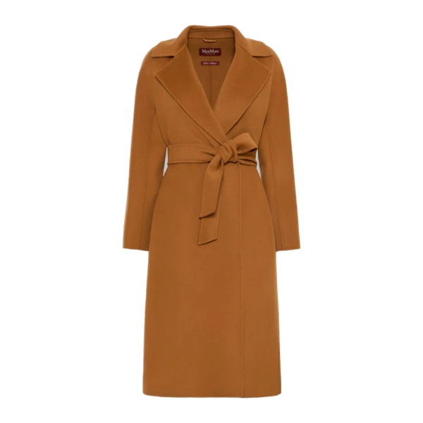 Cles Wool, Cashmere and Silk Wrap Coat in Caramel
