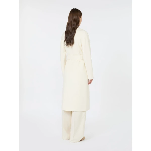 Max Mara Cles Wool, Cashmere and Silk Wrap Coat in White | Wool Coat | Luxury Shoes 