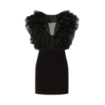 Max Mara Cloro Short Silk and Cady Dress in Black | Mini Dresses | Luxury Shoes 