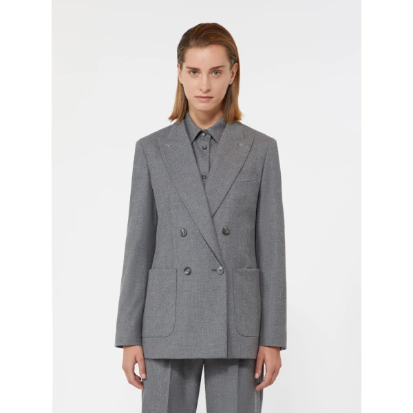 Max Mara Cloruro Cashmere Foule Blazer in Medium Grey | Blazers | Luxury Shoes 