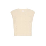 Max Mara Clown Cable Knit Wool Gilet in Ice Grey | Sweaters | Luxury Shoes 
