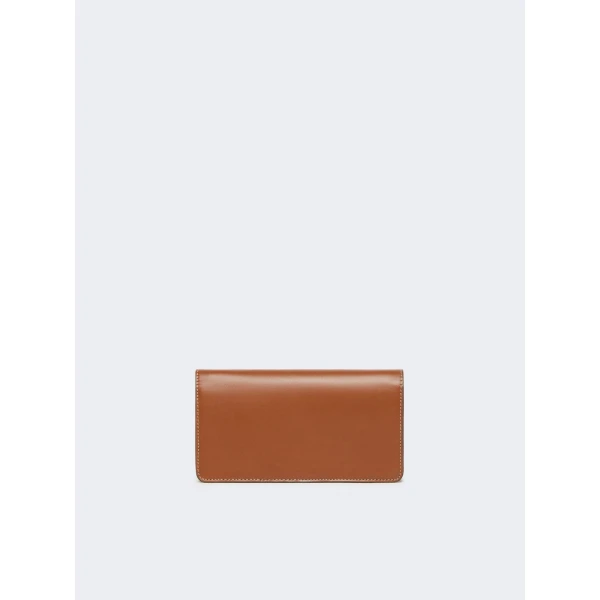 Max Mara Clutchy Leather Phone Pouch in Amber Brown | Wallets & Purses | Luxury Shoes 