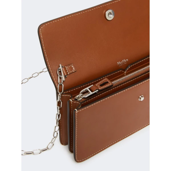 Max Mara Clutchy Leather Phone Pouch in Amber Brown | Wallets & Purses | Luxury Shoes 
