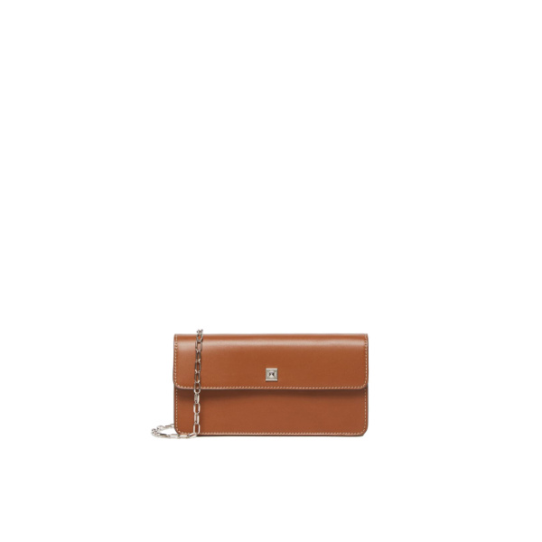 Max Mara Clutchy Leather Phone Pouch in Amber Brown | Wallets & Purses | Luxury Shoes 