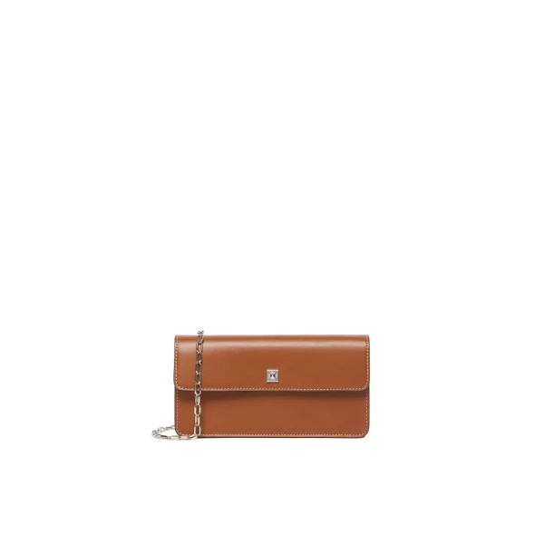 Max Mara Clutchy Leather Phone Pouch in Amber Brown | Wallets & Purses | Luxury Shoes 