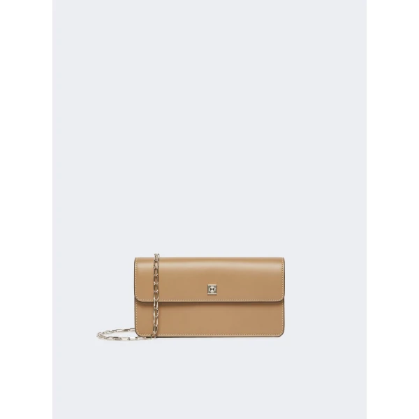 Max Mara Clutchy Leather Phone Pouch in Mud | Wallets & Purses | Luxury Shoes 
