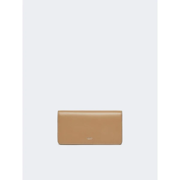 Max Mara Clutchy Leather Phone Pouch in Mud | Wallets & Purses | Luxury Shoes 