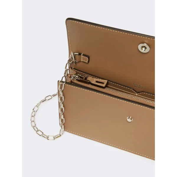Max Mara Clutchy Leather Phone Pouch in Mud | Wallets & Purses | Luxury Shoes 