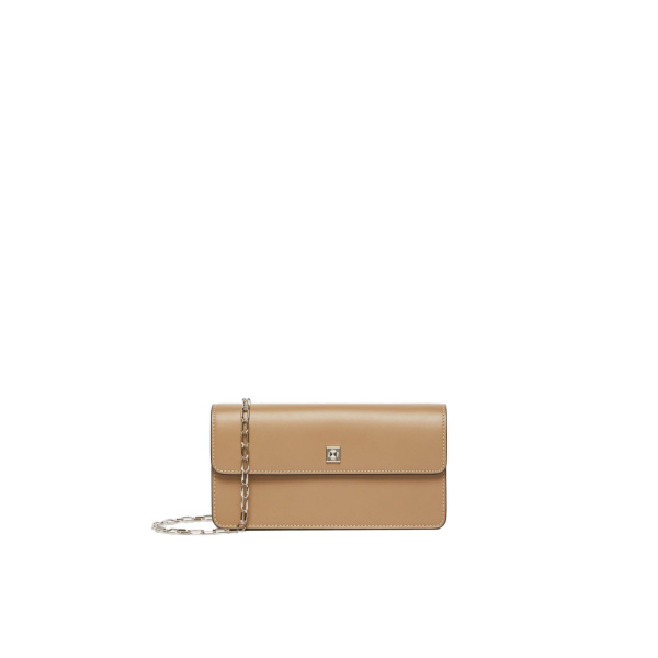 Max Mara Clutchy Leather Phone Pouch in Mud | Wallets & Purses | Luxury Shoes 
