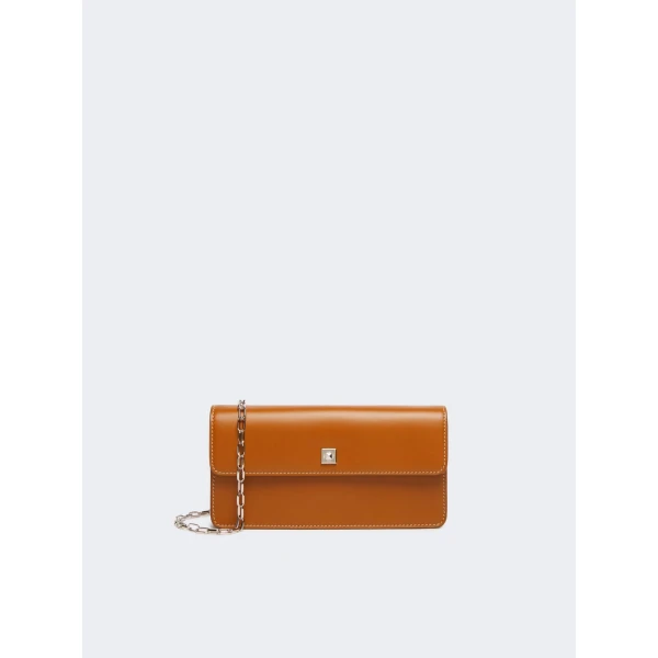 Max Mara Clutchy Leather Phone Pouch in Rust | Wallets & Purses | Luxury Shoes 