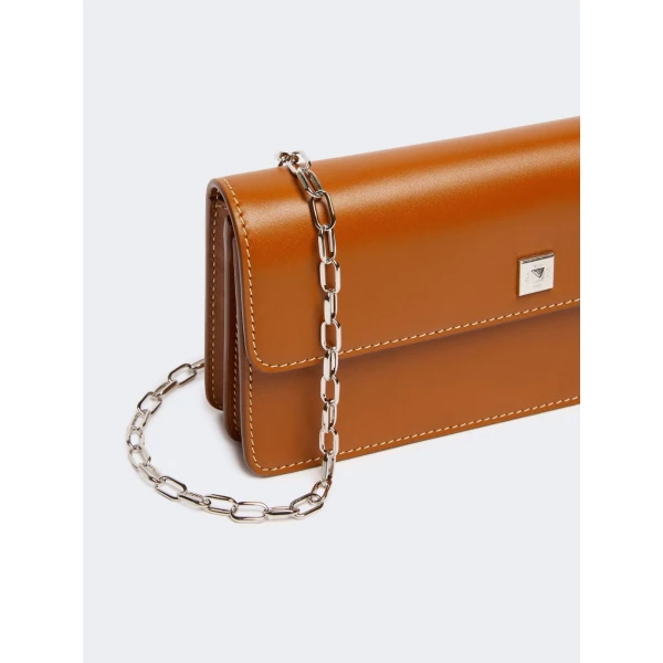 Max Mara Clutchy Leather Phone Pouch in Rust | Wallets & Purses | Luxury Shoes 