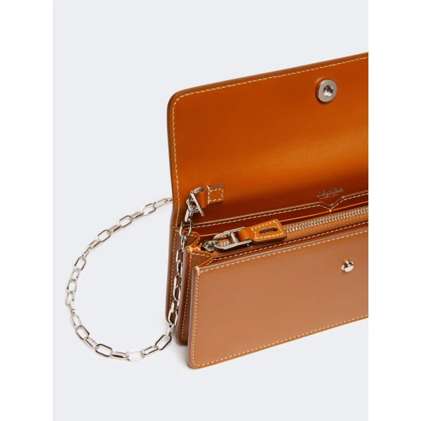 Max Mara Clutchy Leather Phone Pouch in Rust | Wallets & Purses | Luxury Shoes 